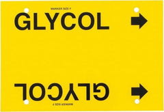 Made in USA - Pipe Marker with Glycol Legend and Arrow Graphic - 6 to 8" Pipe Outside Diam, Black on Yellow - USA Tool & Supply