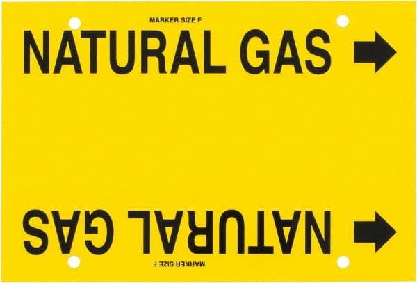 Made in USA - Pipe Marker with Natural Gas Legend and Arrow Graphic - 6 to 8" Pipe Outside Diam, Black on Yellow - USA Tool & Supply