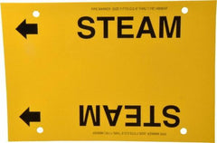 Made in USA - Pipe Marker with Steam Legend and Arrow Graphic - 6 to 8" Pipe Outside Diam, Black on Yellow - USA Tool & Supply