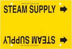 Made in USA - Pipe Marker with Steam Supply Legend and Arrow Graphic - 6 to 8" Pipe Outside Diam, Black on Yellow - USA Tool & Supply