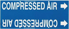 Made in USA - Pipe Marker with Compressed Air Legend and Arrow Graphic - 8 to 10" Pipe Outside Diam, White on Blue - USA Tool & Supply