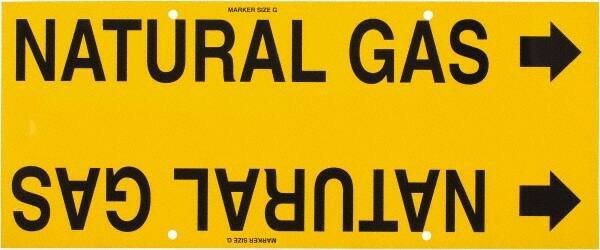 Made in USA - Pipe Marker with Natural Gas Legend and Arrow Graphic - 8 to 10" Pipe Outside Diam, Black on Yellow - USA Tool & Supply