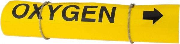 Made in USA - Pipe Marker with Oxygen Legend and Arrow Graphic - 8 to 10" Pipe Outside Diam, Black on Yellow - USA Tool & Supply