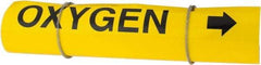 Made in USA - Pipe Marker with Oxygen Legend and Arrow Graphic - 8 to 10" Pipe Outside Diam, Black on Yellow - USA Tool & Supply
