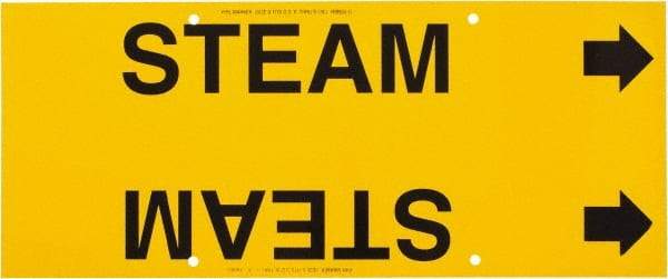 Made in USA - Pipe Marker with Steam Legend and Arrow Graphic - 8 to 10" Pipe Outside Diam, Black on Yellow - USA Tool & Supply