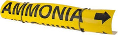 Made in USA - Pipe Marker with Ammonia Legend and Arrow Graphic - 10 to 10" Pipe Outside Diam, Black on Yellow - USA Tool & Supply