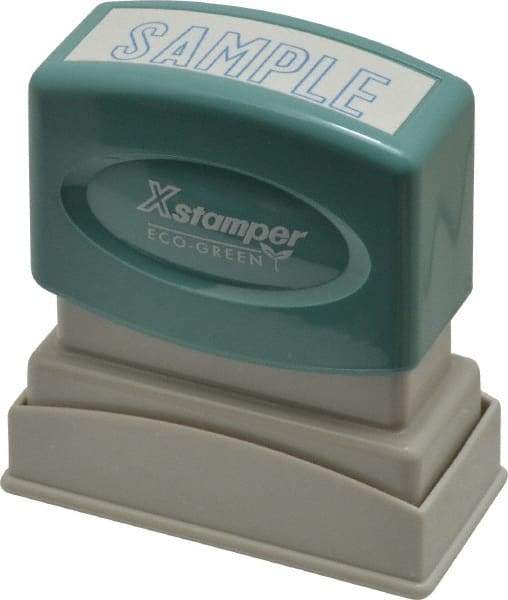 Value Collection - Sample, Blue Pre-Inked Stamp - 1/2 Inch Wide x 1-5/8 Inch Long - USA Tool & Supply