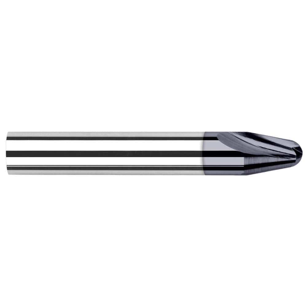Harvey Tool - 45° per Side 0.03" Small End Diam 0.119" LOC 2-Flute Solid Carbide Tapered Ball End Mill - Exact Industrial Supply