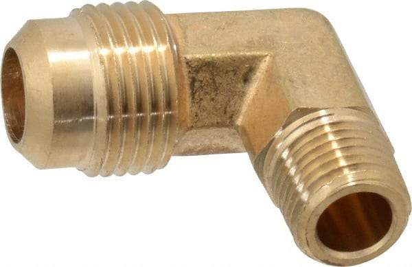 Cerro - 1/2" Tube OD, 45° Brass Flared Tube Male Elbow - 1/4 Flare x MIP Ends - USA Tool & Supply