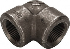Made in USA - Size 1-1/4", Class 3,000, Forged Carbon Steel Black Pipe 90° Elbow - 925 psi, Threaded End Connection - USA Tool & Supply
