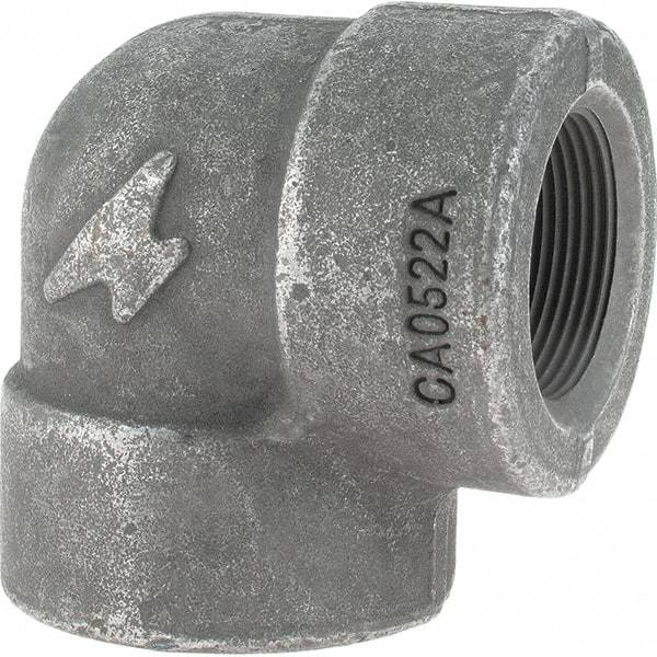 Made in USA - Size 1-1/2", Class 3,000, Forged Carbon Steel Black Pipe 90° Elbow - 925 psi, Threaded End Connection - USA Tool & Supply