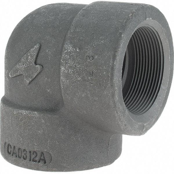 Made in USA - Size 2", Class 3,000, Forged Carbon Steel Black Pipe 90° Elbow - 925 psi, Threaded End Connection - USA Tool & Supply