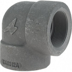 Made in USA - Size 2", Class 3,000, Forged Carbon Steel Black Pipe 90° Elbow - 925 psi, Threaded End Connection - USA Tool & Supply