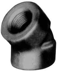Made in USA - Size 2-1/2", Class 3,000, Forged Carbon Steel Black Pipe 45° Elbow - 3,000 psi, Threaded End Connection - USA Tool & Supply
