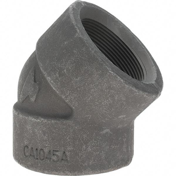 Made in USA - Size 2", Class 3,000, Forged Carbon Steel Black Pipe 45° Elbow - 925 psi, Threaded End Connection - USA Tool & Supply