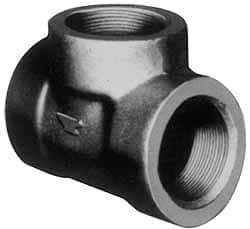 Made in USA - Size 2-1/2", Class 3,000, Forged Carbon Steel Black Pipe Tee - 3,000 psi, Threaded End Connection - USA Tool & Supply