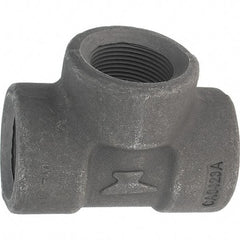 Made in USA - Size 1-1/4", Class 3,000, Forged Carbon Steel Black Pipe Tee - 925 psi, Threaded End Connection - USA Tool & Supply