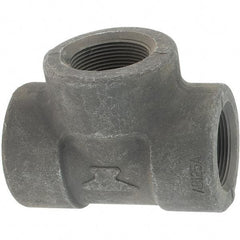 Made in USA - Size 1-1/2", Class 3,000, Forged Carbon Steel Black Pipe Tee - 925 psi, Threaded End Connection - USA Tool & Supply
