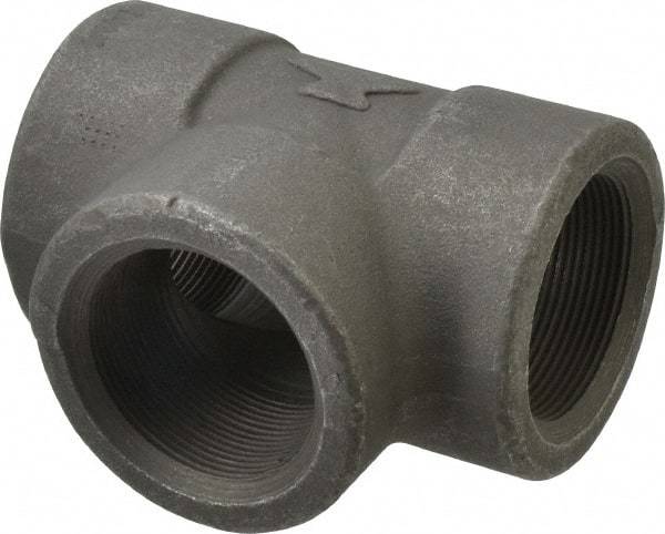 Made in USA - Size 2", Class 3,000, Forged Carbon Steel Black Pipe Tee - 925 psi, Threaded End Connection - USA Tool & Supply