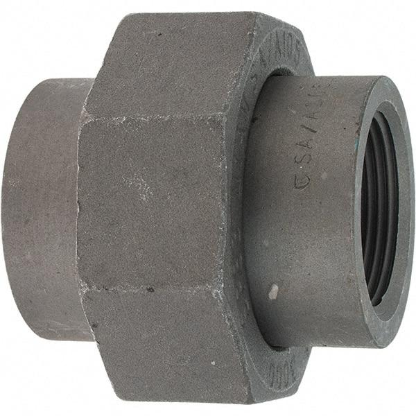 Made in USA - Size 1-1/4", Class 3,000, Forged Carbon Steel Black Pipe Union - 925 psi, Threaded End Connection - USA Tool & Supply