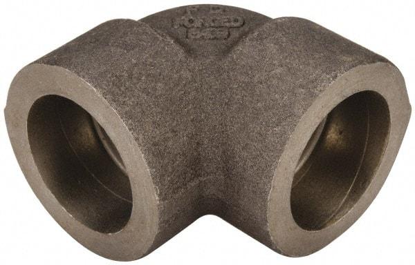 Made in USA - Size 3/4", Class 3,000, Forged Carbon Steel Black Pipe 90° Elbow - 925 psi, Socket Weld End Connection - USA Tool & Supply