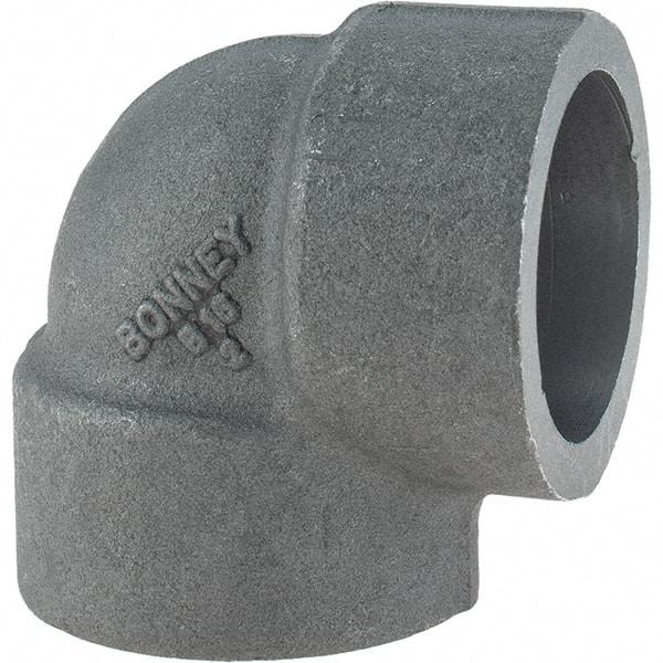 Made in USA - Size 1-1/4", Class 3,000, Forged Carbon Steel Black Pipe 90° Elbow - 925 psi, Socket Weld End Connection - USA Tool & Supply