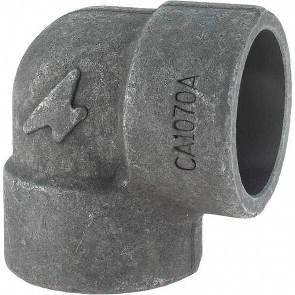 Made in USA - Size 1-1/2", Class 3,000, Forged Carbon Steel Black Pipe 90° Elbow - 925 psi, Socket Weld End Connection - USA Tool & Supply