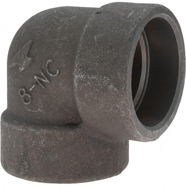 Made in USA - Size 2", Class 3,000, Forged Carbon Steel Black Pipe 90° Elbow - 925 psi, Socket Weld End Connection - USA Tool & Supply