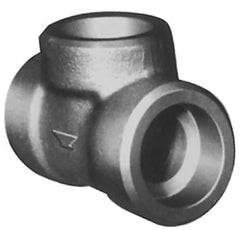 Made in USA - Size 3", Class 3,000, Forged Carbon Steel Black Pipe Tee - 3,000 psi, Socket Weld End Connection - USA Tool & Supply