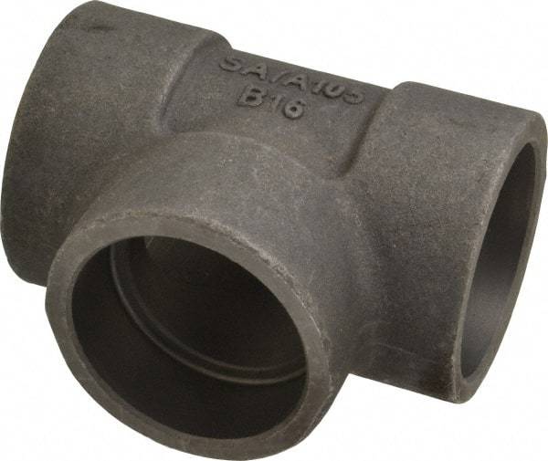 Made in USA - Size 2", Class 3,000, Forged Carbon Steel Black Pipe Tee - 925 psi, Socket Weld End Connection - USA Tool & Supply