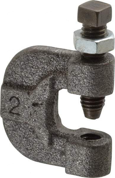 Made in USA - 3/4" Max Flange Thickness, 3/8" Rod C-Clamp with Locknut - 400 Lb Capacity, Ductile Iron - USA Tool & Supply