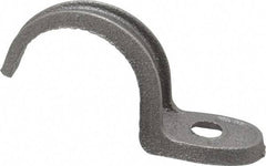 Made in USA - 1-1/2" Pipe, Malleable Iron, Black Plated" Pipe or Conduit Strap - 1 Mounting Hole - USA Tool & Supply