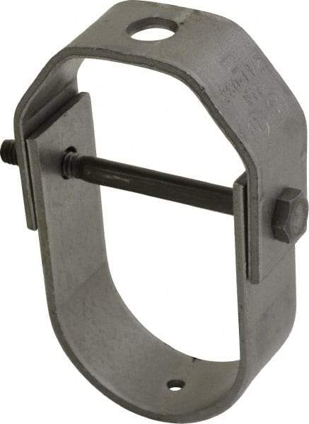 Made in USA - 1-1/2" Pipe, 3/8" Rod, Carbon Steel Adjustable Clevis Hanger - Black Coated, 610 Lb Capacity - USA Tool & Supply