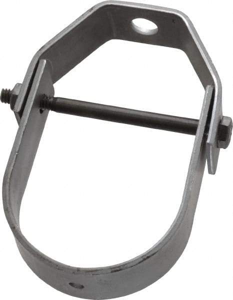 Made in USA - 2" Pipe, 3/8" Rod, Carbon Steel Adjustable Clevis Hanger - Black Coated, 610 Lb Capacity - USA Tool & Supply