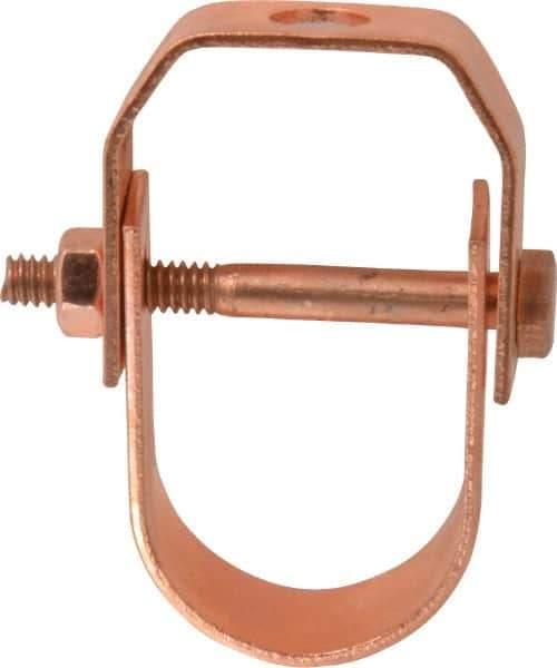 Value Collection - 1-1/4" Pipe, 3/8" Rod, Carbon Steel Adjustable Clevis Hanger - Copper Plated, 250 Lb Capacity - USA Tool & Supply