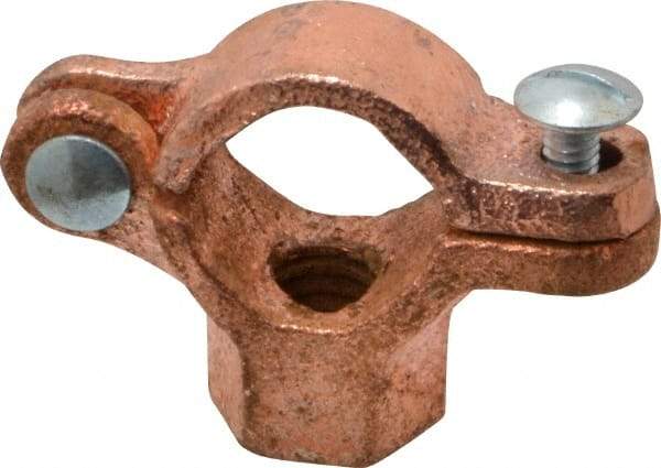 Value Collection - 1/2" Pipe, 3/8" Rod, Copper Plated Split Clamp - 180 Lb Capacity, Malleable Iron - USA Tool & Supply