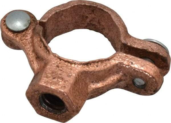 Value Collection - 3/4" Pipe, 3/8" Rod, Copper Painted Split Clamp - 180 Lb Capacity, Malleable Iron - USA Tool & Supply