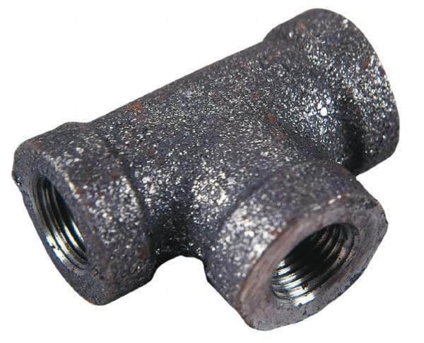 Made in USA - Size 4", Class 150, Malleable Iron Black Pipe Tee - 150 psi, Threaded End Connection - USA Tool & Supply