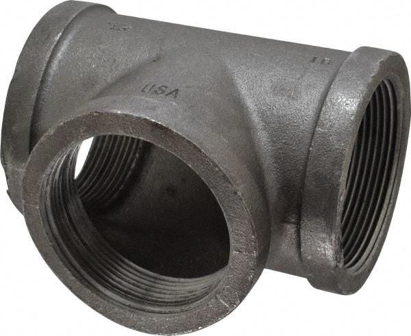 Made in USA - Size 3", Class 150, Malleable Iron Black Pipe Tee - 150 psi, Threaded End Connection - USA Tool & Supply