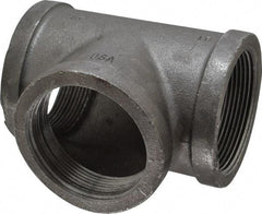 Made in USA - Size 3", Class 150, Malleable Iron Black Pipe Tee - 150 psi, Threaded End Connection - USA Tool & Supply