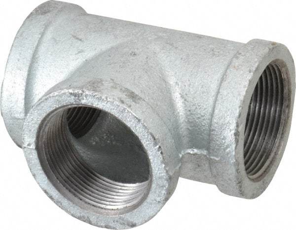 Made in USA - Class 150, 1-1/2" Galvanized Pipe Tee - Threaded, Malleable Iron - USA Tool & Supply
