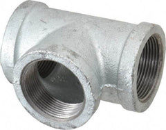 Made in USA - Class 150, 1-1/2" Galvanized Pipe Tee - Threaded, Malleable Iron - USA Tool & Supply
