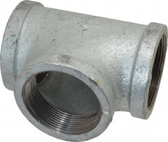 Made in USA - Class 150, 2" Galvanized Pipe Tee - Threaded, Malleable Iron - USA Tool & Supply