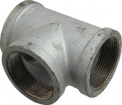 Made in USA - Class 150, 2-1/2" Galvanized Pipe Tee - Threaded, Malleable Iron - USA Tool & Supply