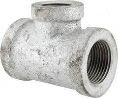 Made in USA - Class 150, 3/4 x 3/4 x 1/2" Galvanized Pipe Reducing Tee - Threaded, Malleable Iron - USA Tool & Supply
