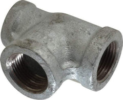 Made in USA - Class 150, 3/4 x 1/2 x 3/4" Galvanized Pipe Reducing Tee - Threaded, Malleable Iron - USA Tool & Supply