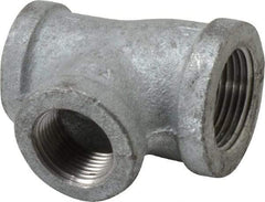 Made in USA - Class 150, 1 x 3/4 x 3/4" Galvanized Pipe Reducing Tee - Threaded, Malleable Iron - USA Tool & Supply