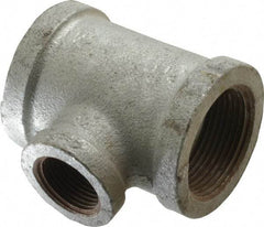 Made in USA - Class 150, 1-1/4 x 1-1/4 x 3/4" Galvanized Pipe Reducing Tee - Threaded, Malleable Iron - USA Tool & Supply