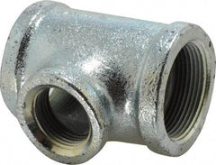 Made in USA - Class 150, 1-1/2 x 1-1/2 x 1" Galvanized Pipe Reducing Tee - Threaded, Malleable Iron - USA Tool & Supply