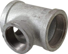 Made in USA - Class 150, 2 x 2 x 1-1/2" Galvanized Pipe Reducing Tee - Threaded, Malleable Iron - USA Tool & Supply